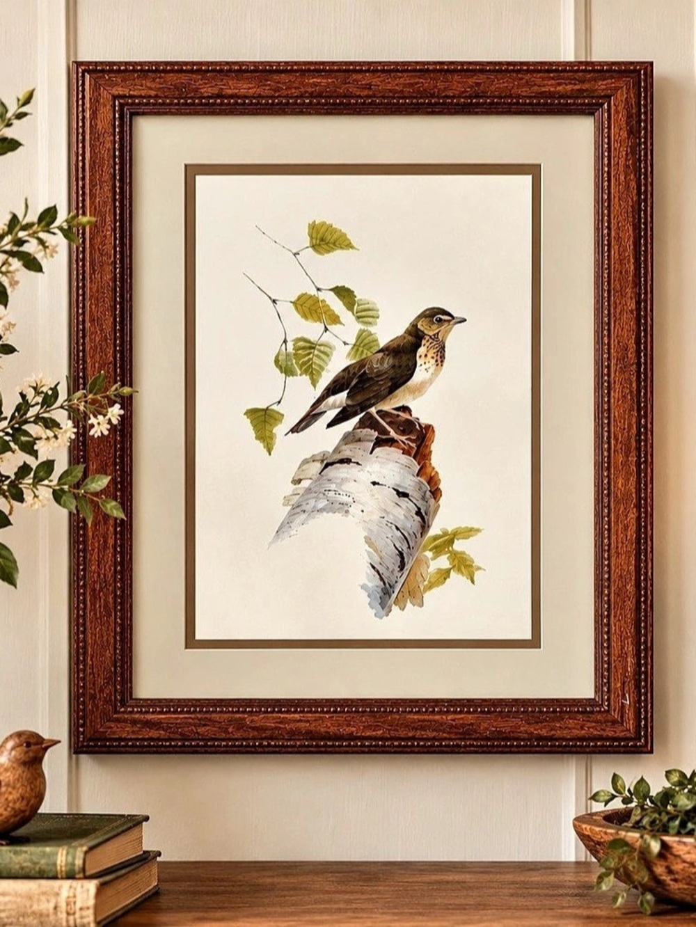 Vintage 1974 Songbird Donald Art Co Bird Lithograph Print Woodland Nature Art